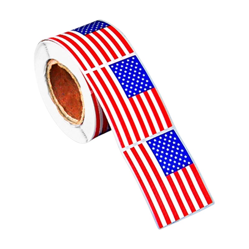 Fundraising For A Cause American Flag Shaped Stickers â€“ Large Patriotic USA Flag Decals for Parades, Events & Military Support (1 Roll-250) - Decorative Sticker - Not for mailing - Image 1